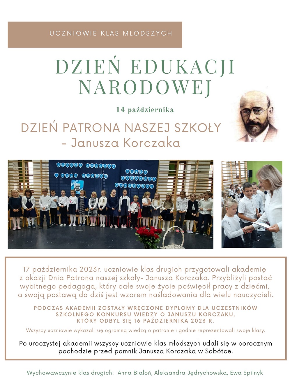Obchody Dnia Patrona naszej szkoły Janusza Korczaka uczniów klas I III